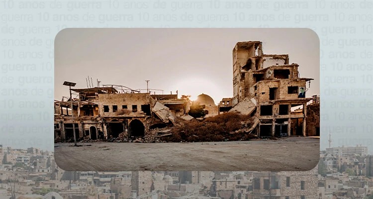 A guerra causou uma destruição massiva em muitos lugares na Síria, como na cidade de Alepo