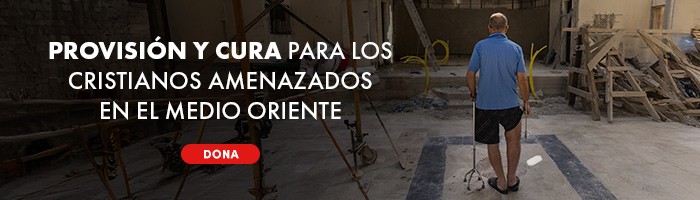 Banner De La Campaña De Puertas Abiertas Que Destaca La Necesidad De Provisión, Cuidado Y Apoyo Para Cristianos Amenazados En Siria Y Oriente Medio.