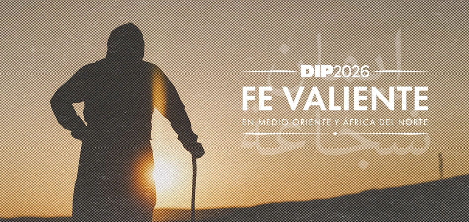 Banner principal con el tema del DIP: Domingo de la Iglesia Perseguida 2026 “Fe valiente en Medio Oriente y el Norte de África”.