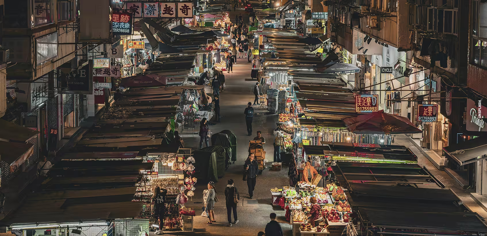 Vista aérea de uma feira de rua na China