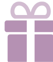 Ícone de presente pintado com a cor roxa